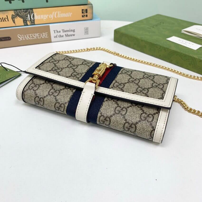 Gucci Jackie 1961 Chain Wallet 652681 White