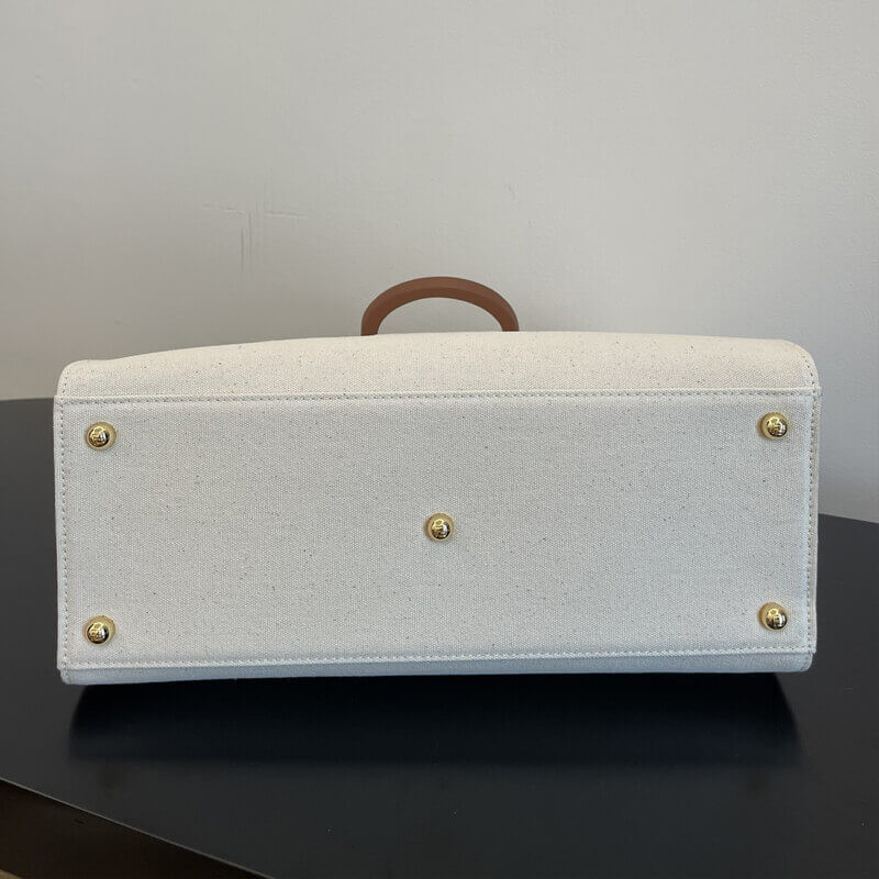 Fendi Large Sunshine Tote Bag in Cream Canvas 8BH372