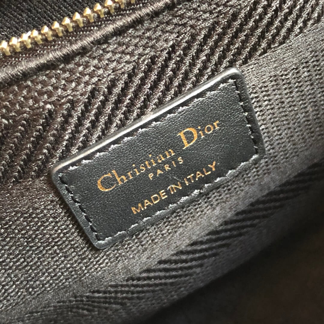 Christian Dior Textile Fabric Medium Lady Dior Bag L4455
