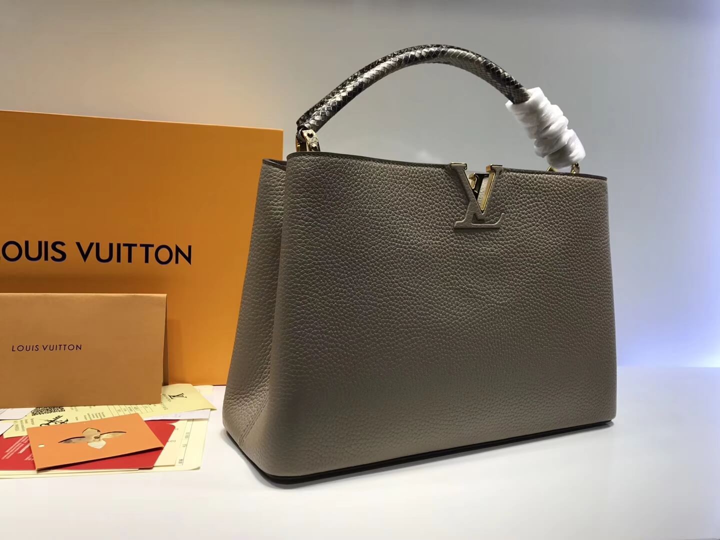 Louis Vuitton Taurillon Leather And Python Capucines MM N91711