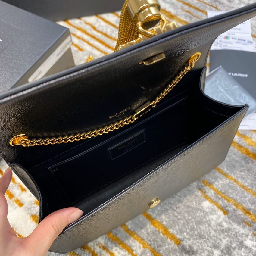 YSL Saint Laurent Kate Medium With Tassel In Grain De Poudre Leather 354119 Black