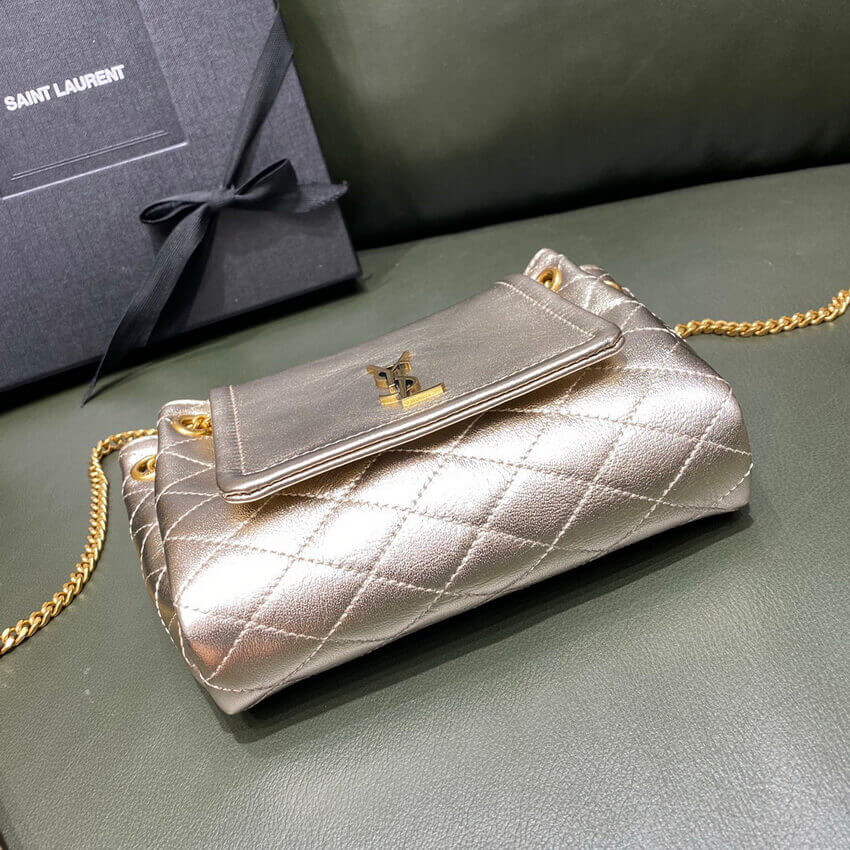 Saint Laurent Nolita Mini Leather Shoulder Bag 672738 Champagne Gold