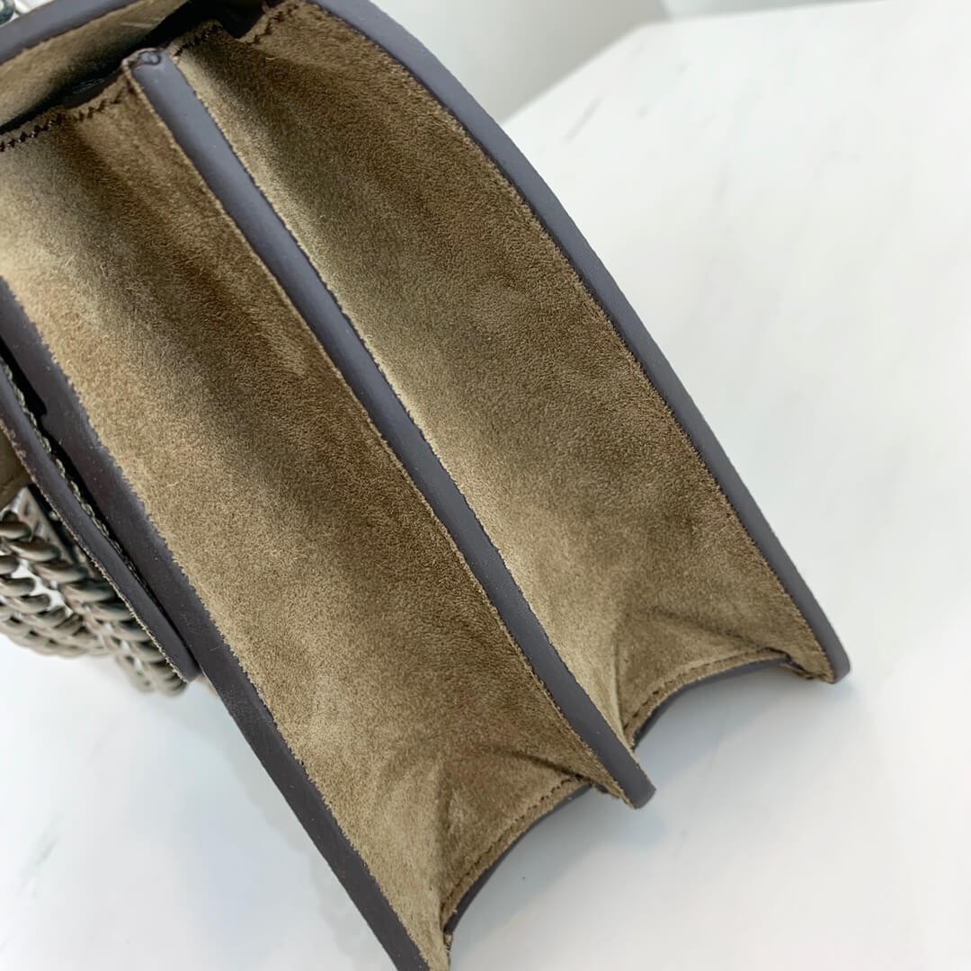 Gucci Embroidered Bee And Flower Shoulder Bag 400249 Khaki