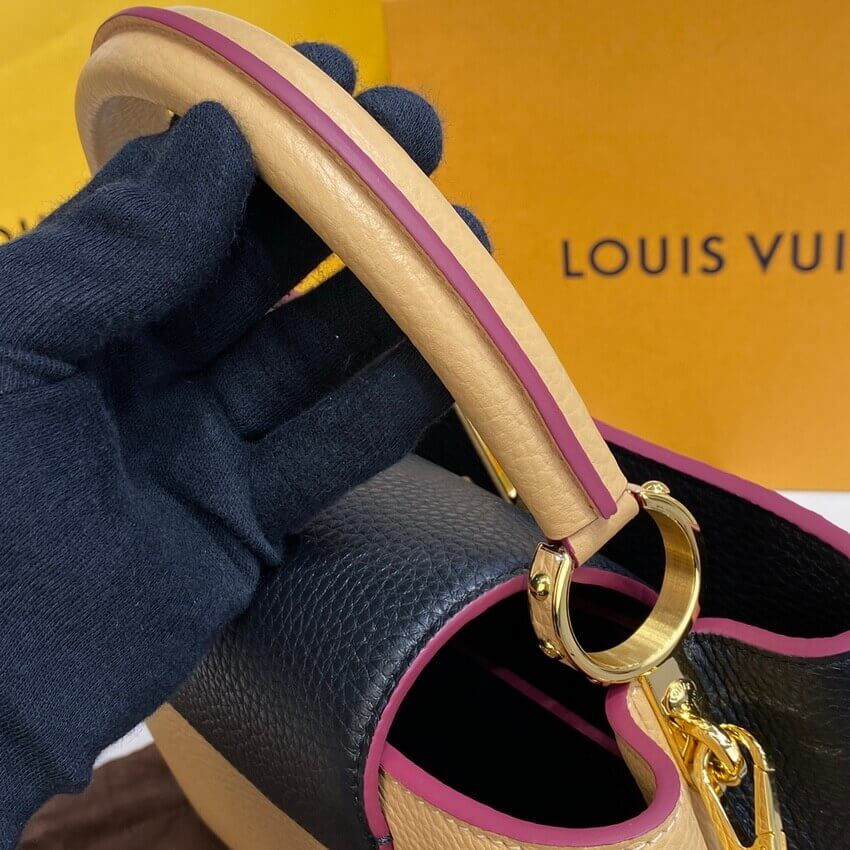 Louis Vuitton Capucines MM M58608 Black/Arizona Beige
