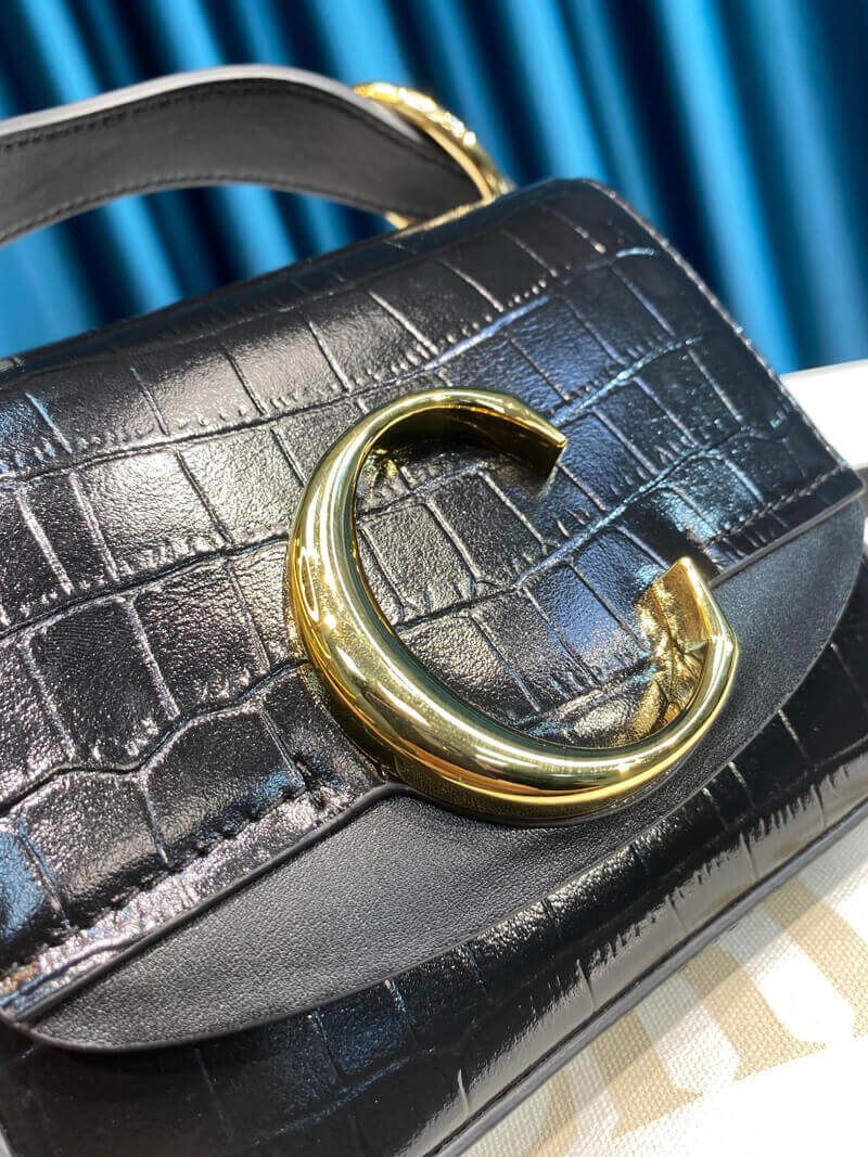 Chloe C Mini Bag In Embossed Croco A873