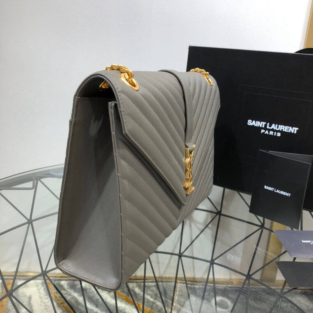 Saint Laurent Grain Leather Large Envelope Chain Bag 396910