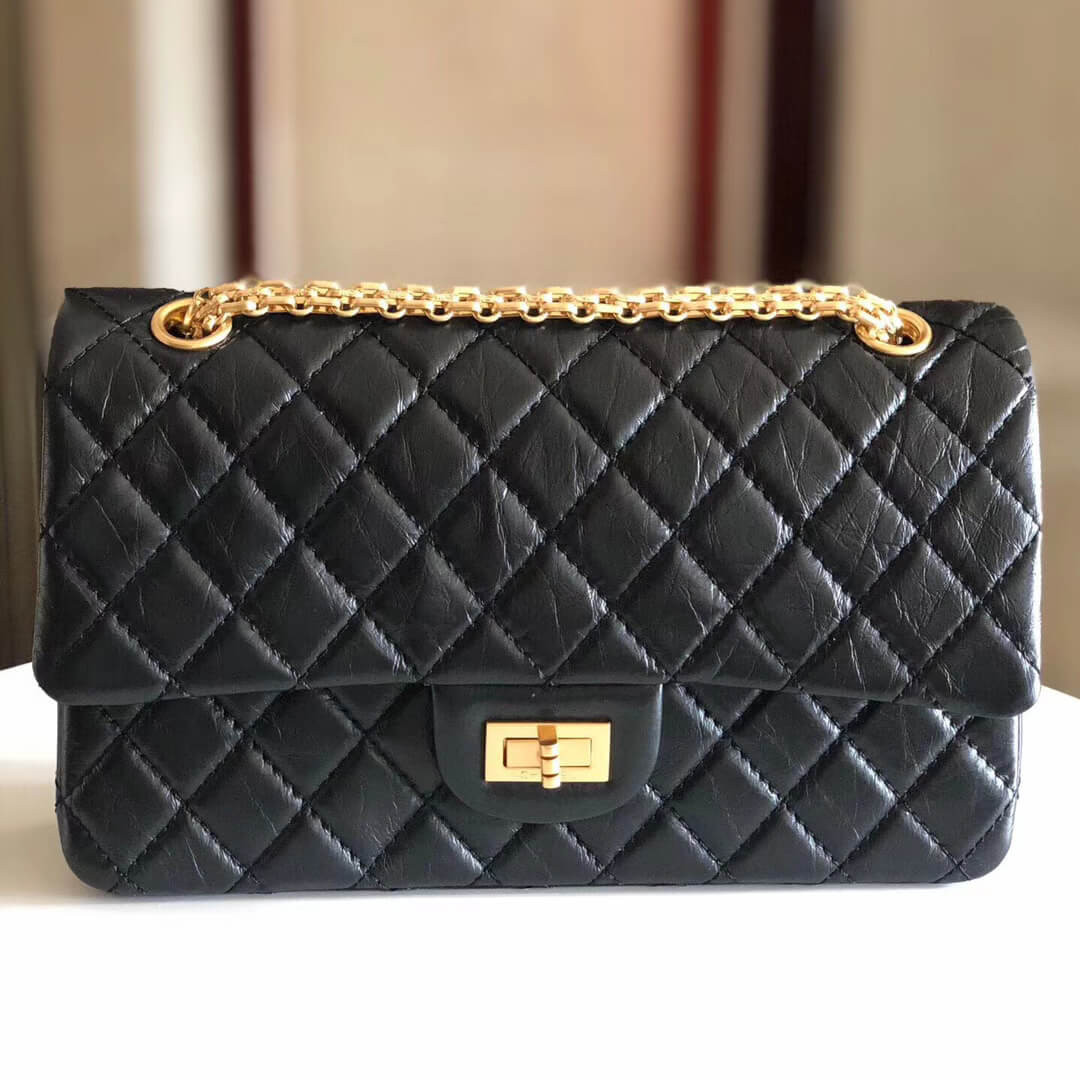 Chanel 2.55 Aged Calfskin Leather Flap Bag A37586