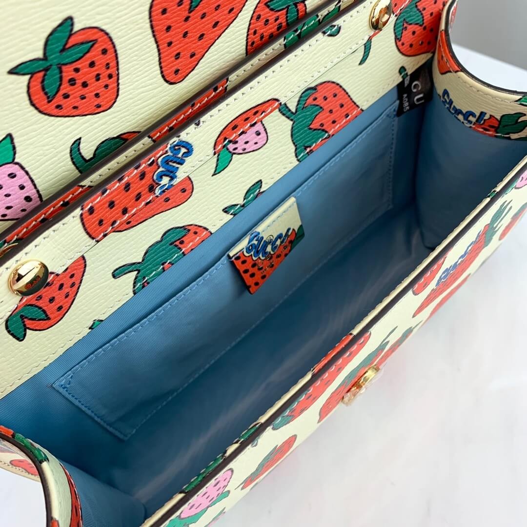 Gucci Zumi Strawberry Print Small Shoulder Bag 572375