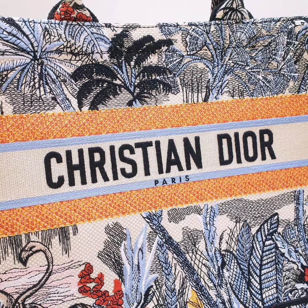 Christian Dior Small Book Tote In Embroidered Canvas M1296
