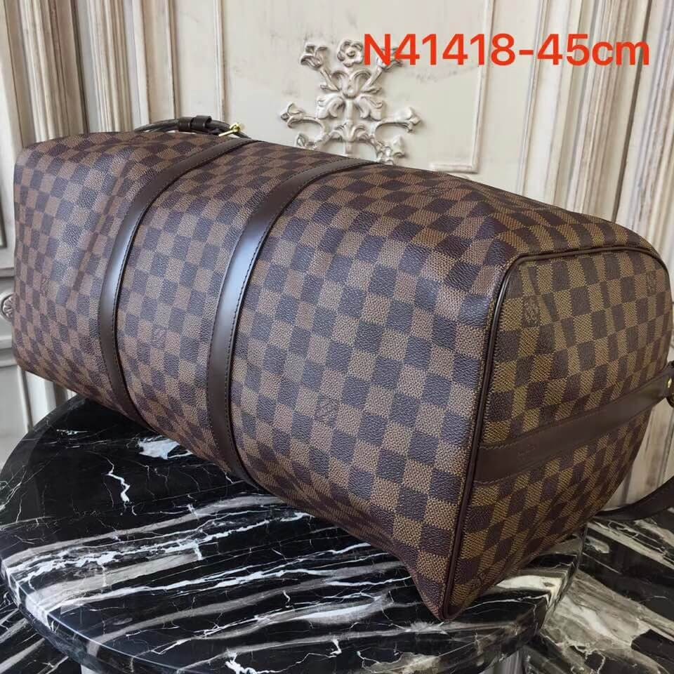 Louis Vuitton Damier Ebene Canvas Keepall Bandouliere 45 N41428