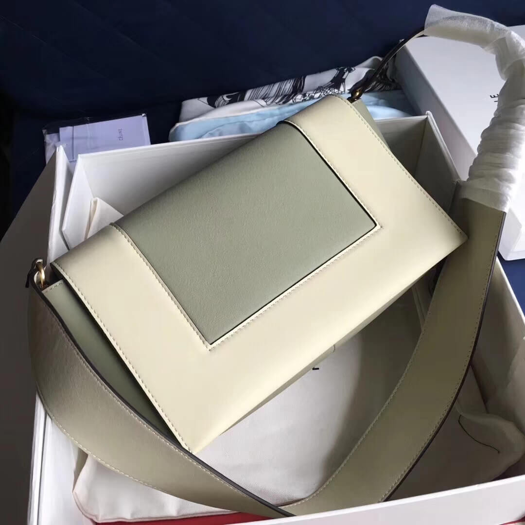 Celine Frame Medium Shoulder Bag 180263 White/Light Green