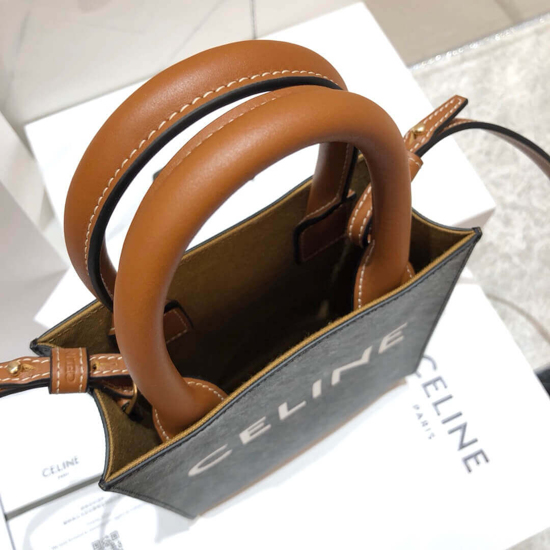 Celine Mini Vertical Cabas In Triomphe Canvas 193302