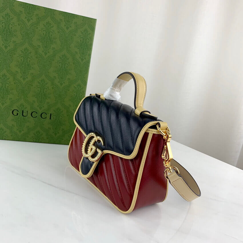 Gucci GG Marmont Mini Bag 583571 Blue and Red Leather