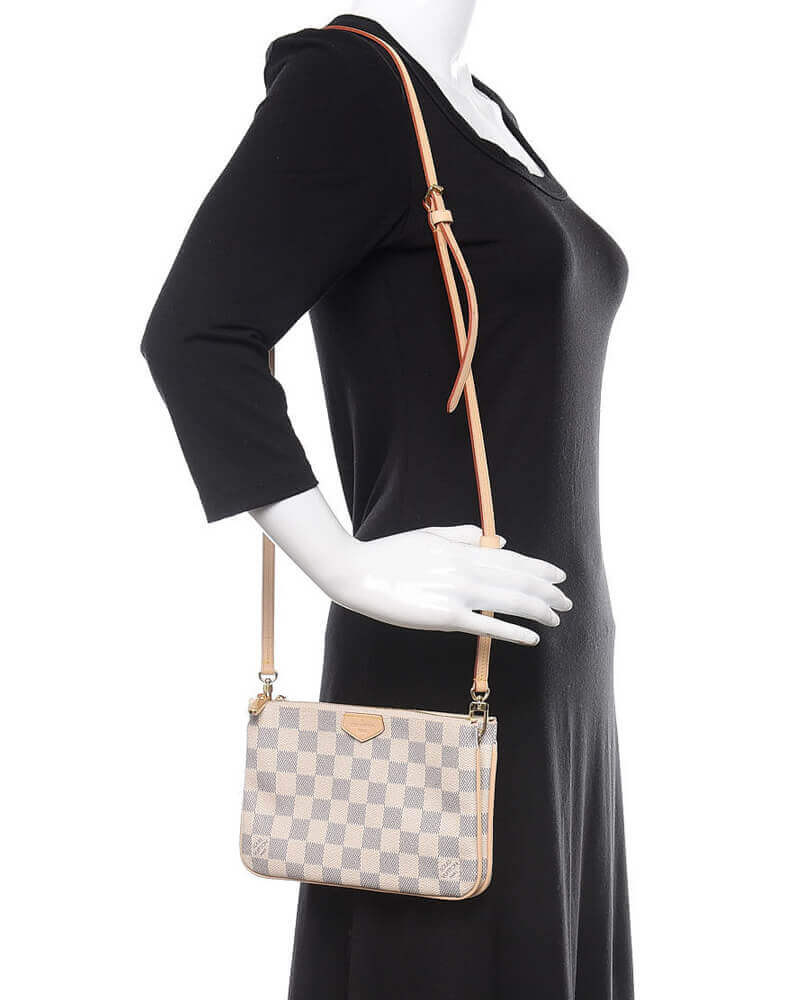 Louis Vuitton Damier Azur Double Zip Pochette N60460