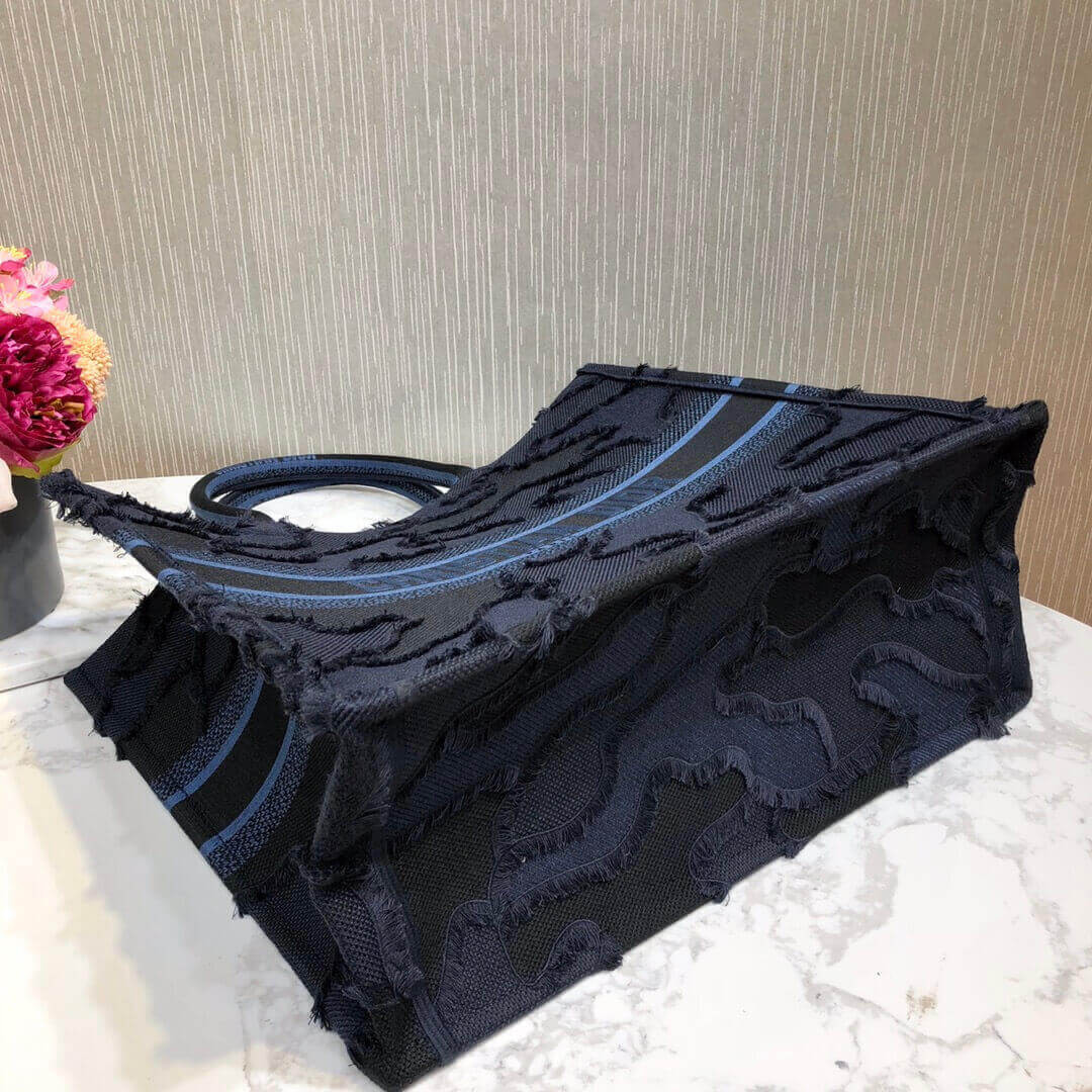 Christian Dior Book Tote Blue Camouflage Embroidery M1286