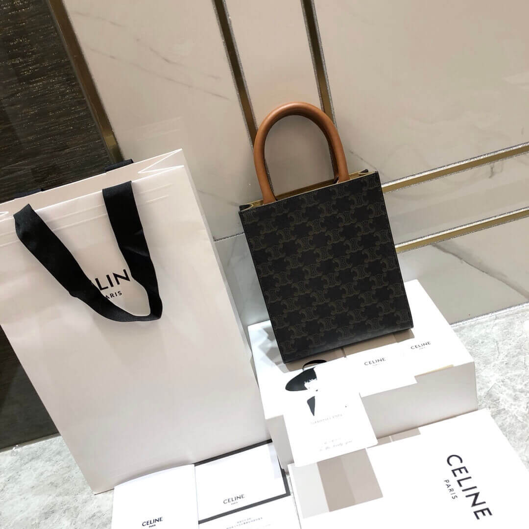 Celine Mini Vertical Cabas In Triomphe Canvas 193302