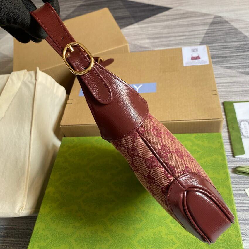 Gucci Jackie 1961 Small Shoulder Bag 636706 in Burgundy GG Canvas