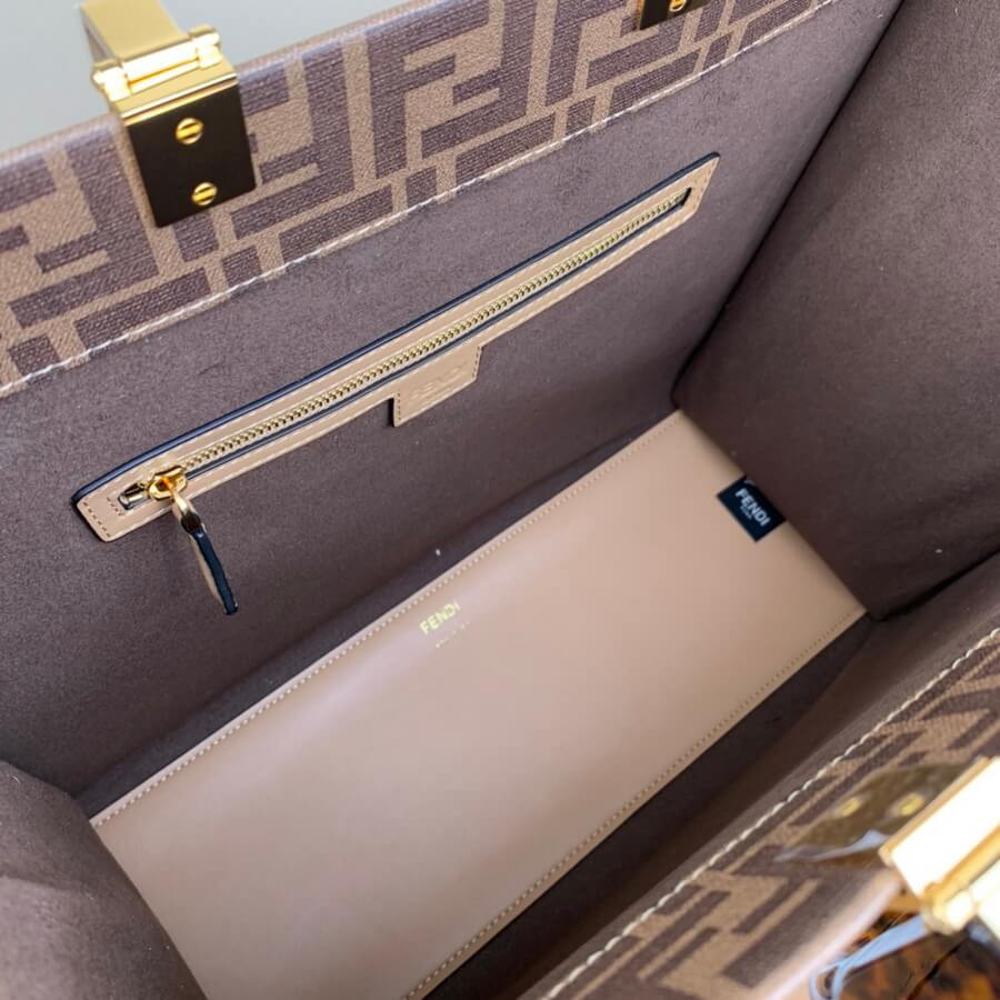 Fendi Medium Sunshine Shopper 8BH386 FF Glazed Fabric