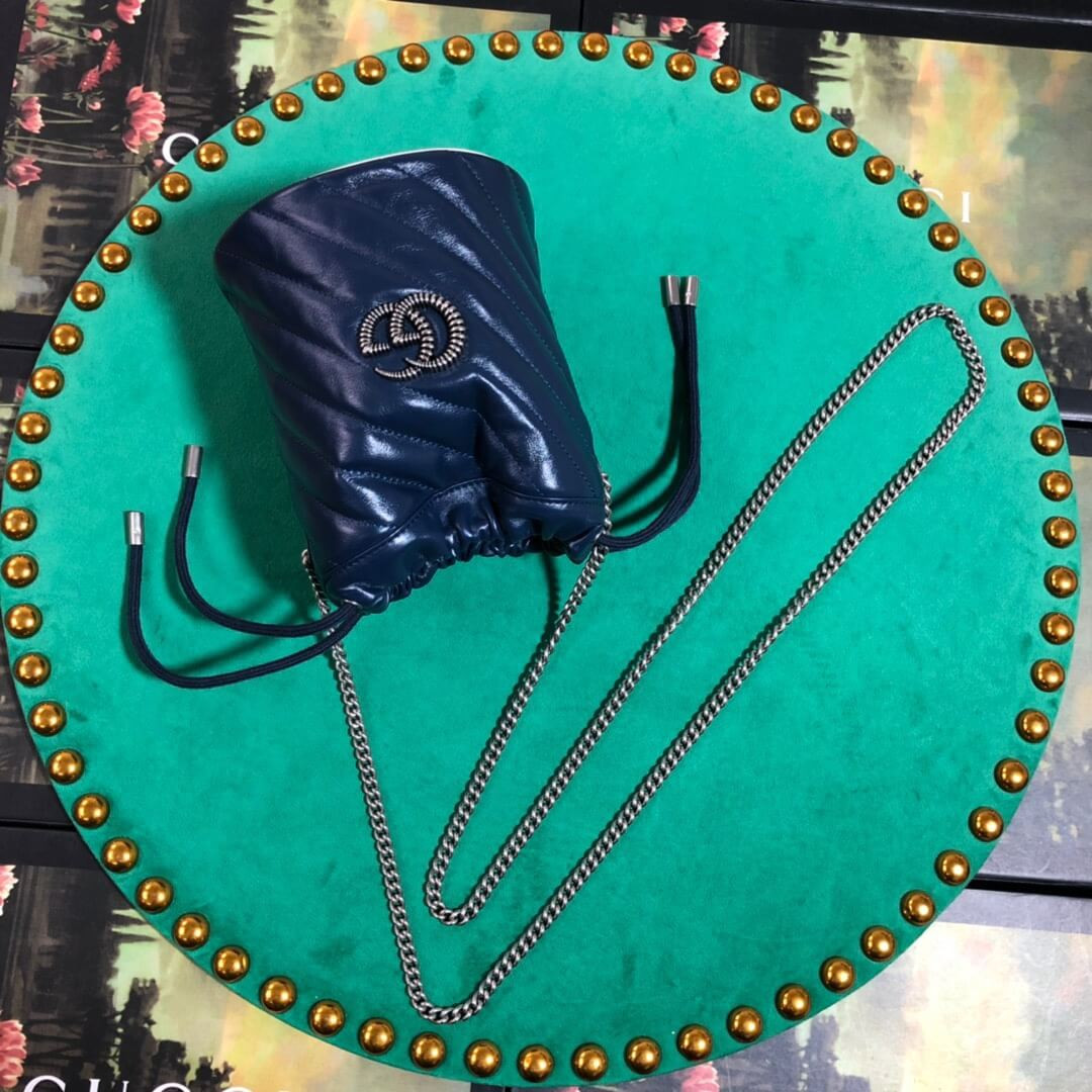 Gucci GG Marmont Mini Bucket Bag 575163 Blue