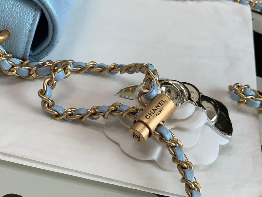 Chanel Caviar Calfskin Pearl Crush Gold Ball Mini Flap Bag 99097