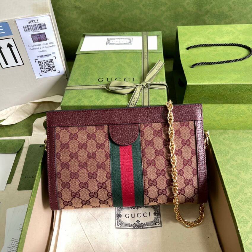 Gucci Ophidia GG Small Shoulder Bag 503877 in Burgundy