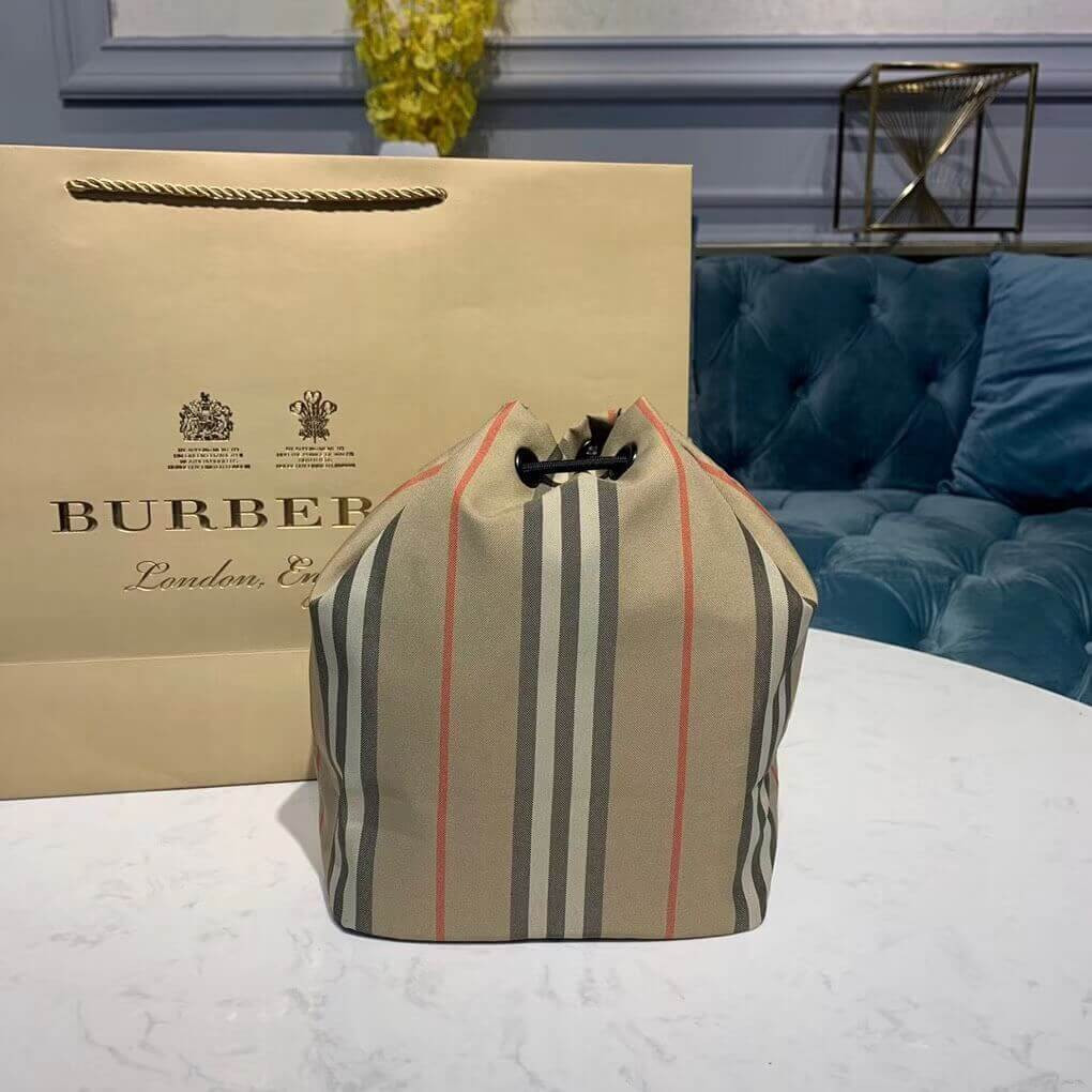 Burberry Logo Print Icon Stripe Nylon Drawcord Pouch 80267371