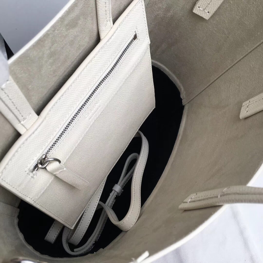 Celine Small Cabas In Grained Calfskin 189813 White/Black