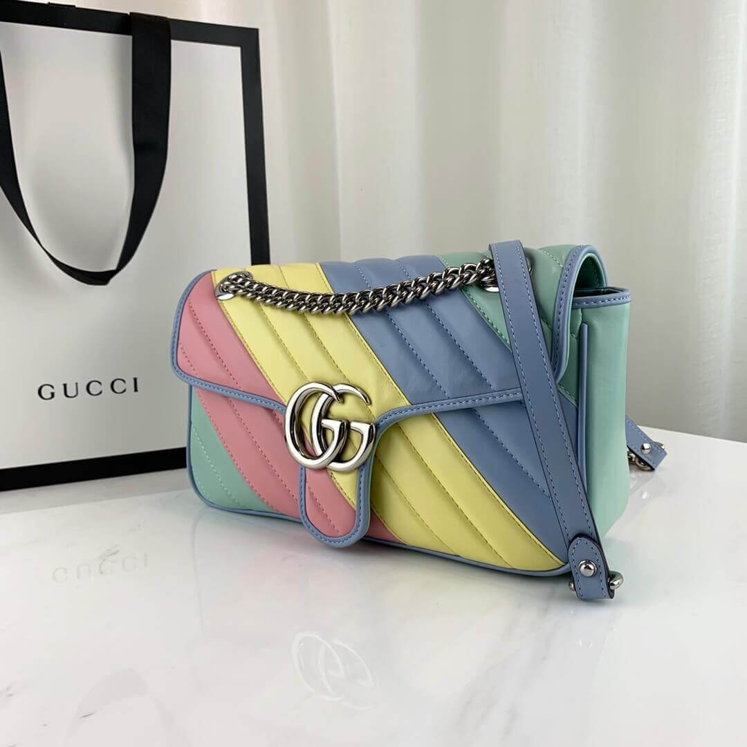 Gucci GG Marmont Small Shoulder Bag In Pastel And Rainbow 443497