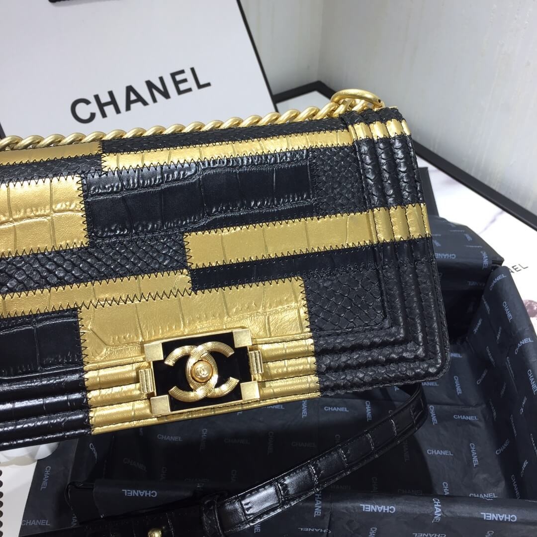 Chanel Small Boy Chanel Handbag A67085 Gold/Black