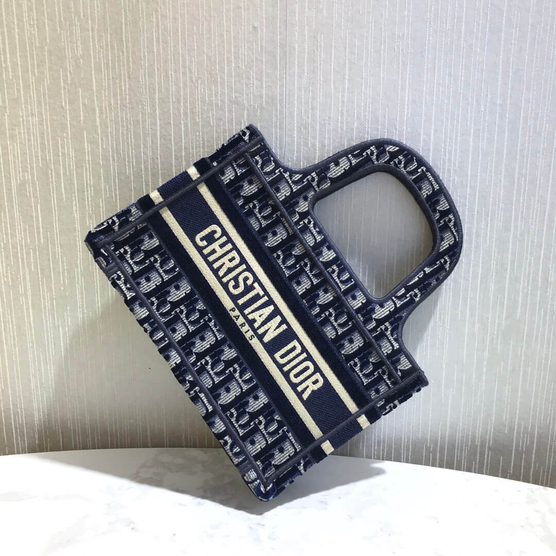 Dior Oblique Embroidered Velvet Mini Book Tote S5475Z