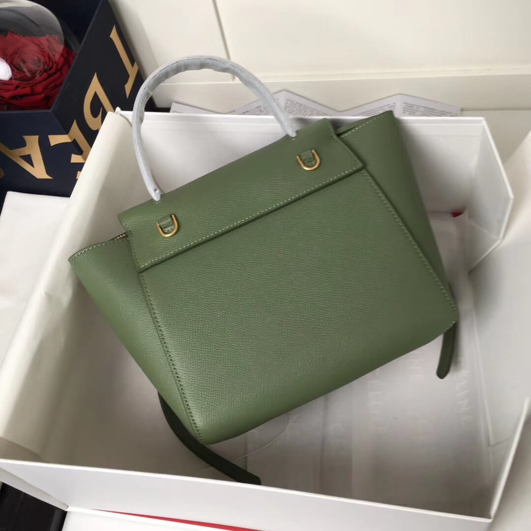 Celine Micro Belt Bag In Grained Calfskin 189153 Green