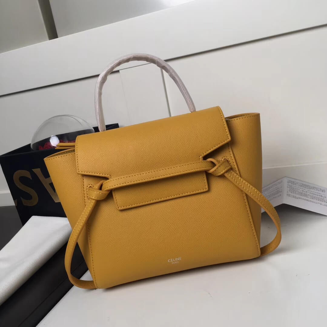Celine Micro Belt Bag In Grained Calfskin 189153 Yellow