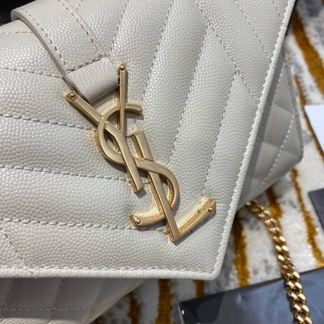 Saint Laurent Grain Leather Envelope Small Bag 526286 White