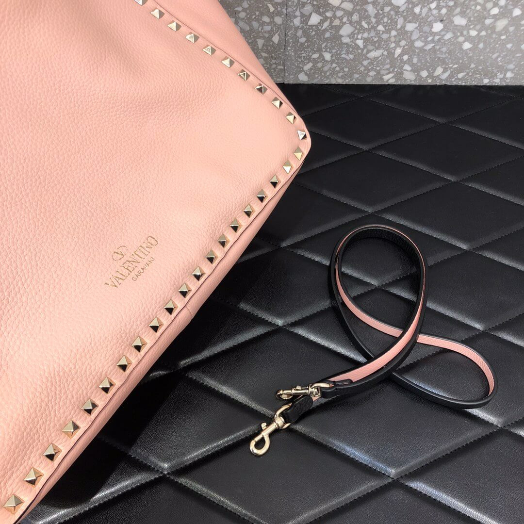 Valentino Garavani Medium Double Rockstud Reversible Tote Bag 0067J Pink/Black