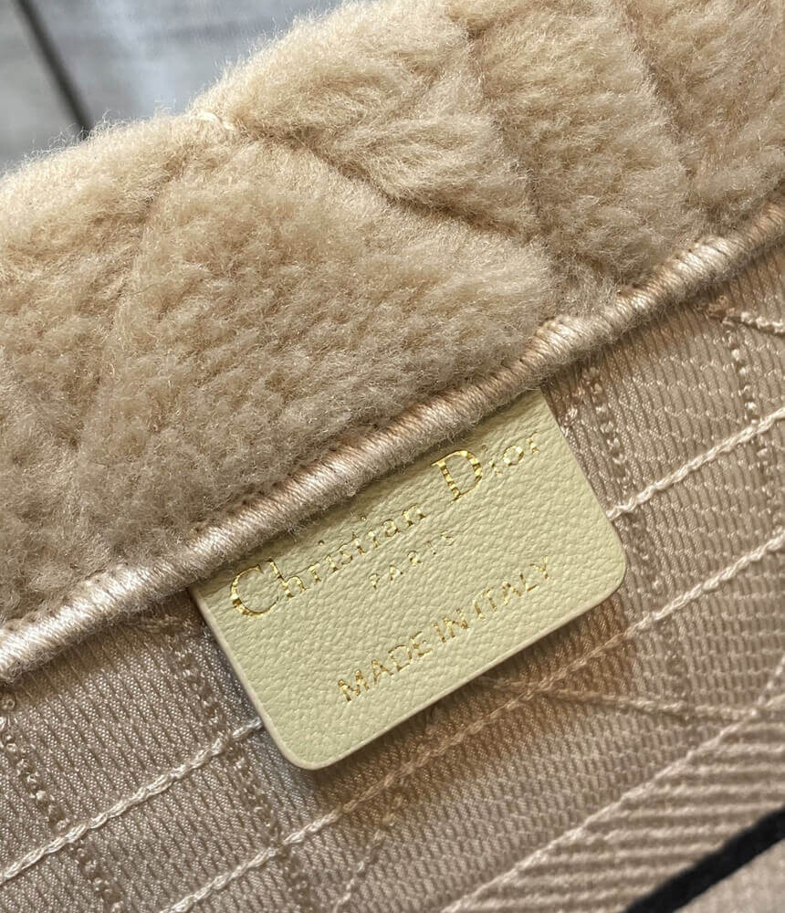 Christian Dior Medium Book Tote Beige Cannage Shearling M1296