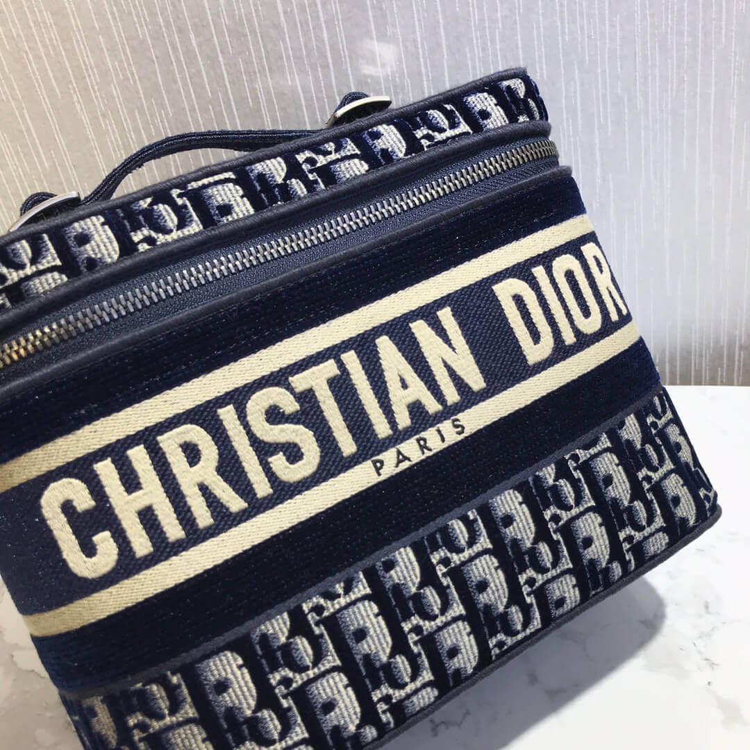 Dior Oblique Embroidered Velvet Diortravel Vanity Case S5480V