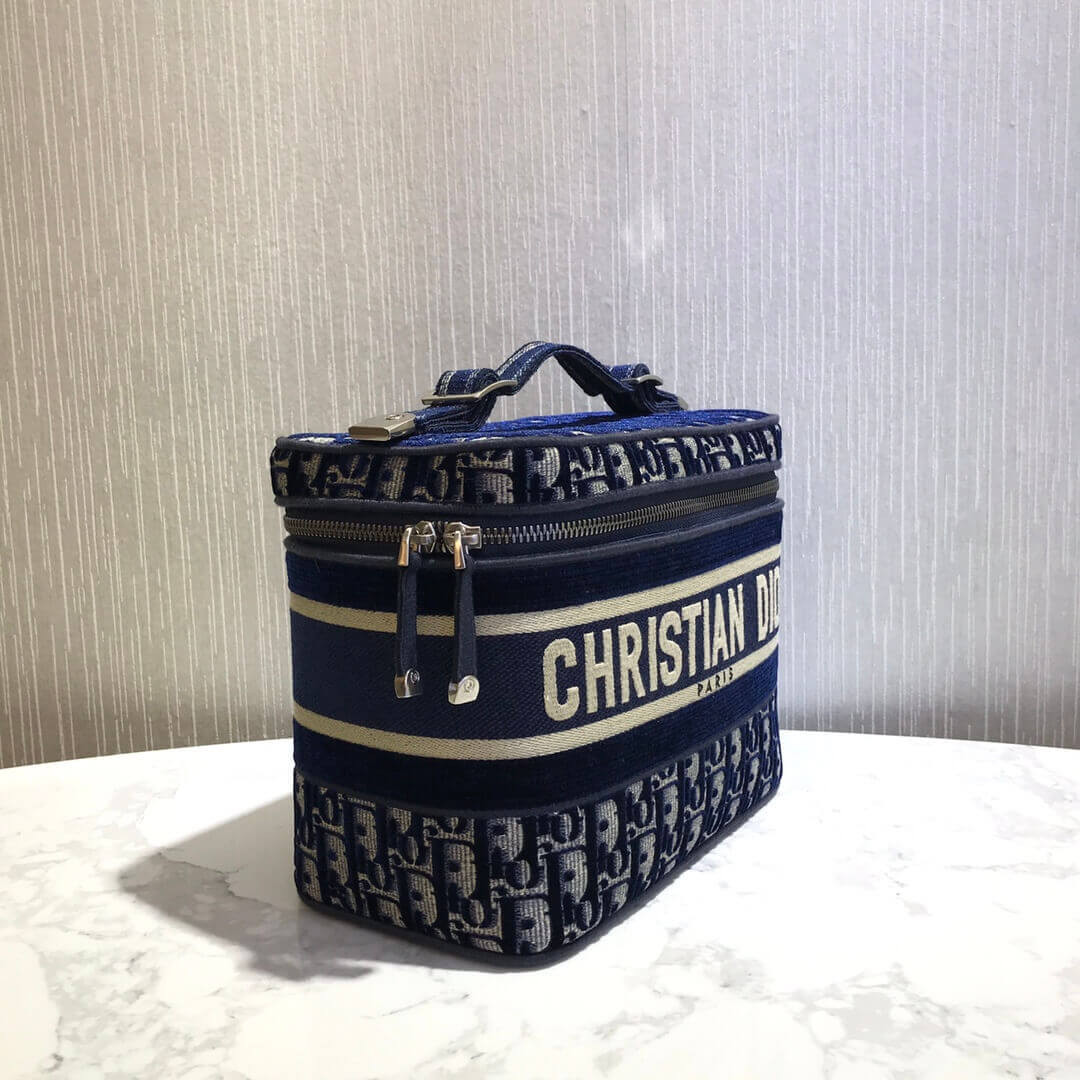 Dior Oblique Embroidered Velvet Diortravel Vanity Case S5480V