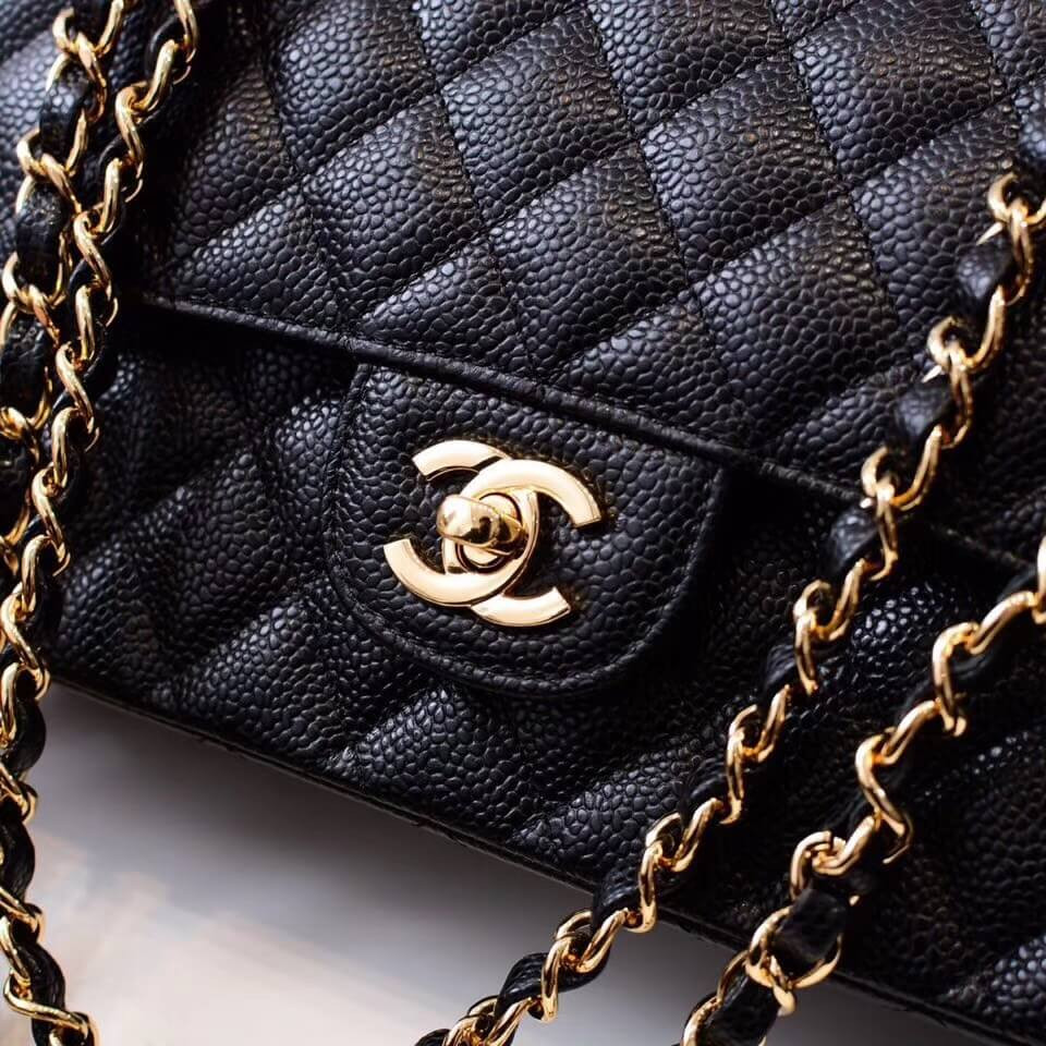 Chanel Caviar Calfskin Classic Flap Bag A01112 Black