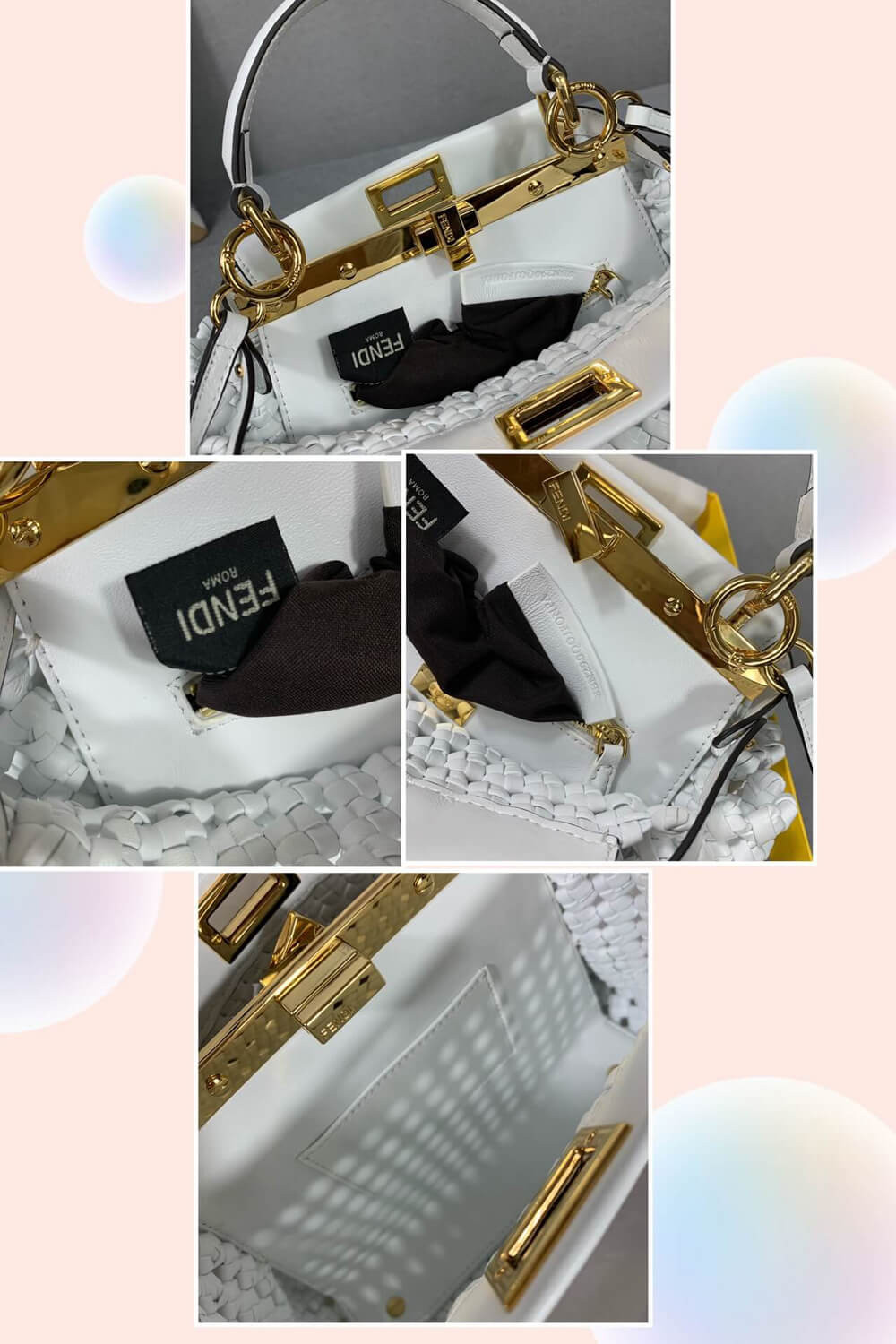 Fendi Peekaboo Iconic Mini Leather Interlace Bag 8BN244