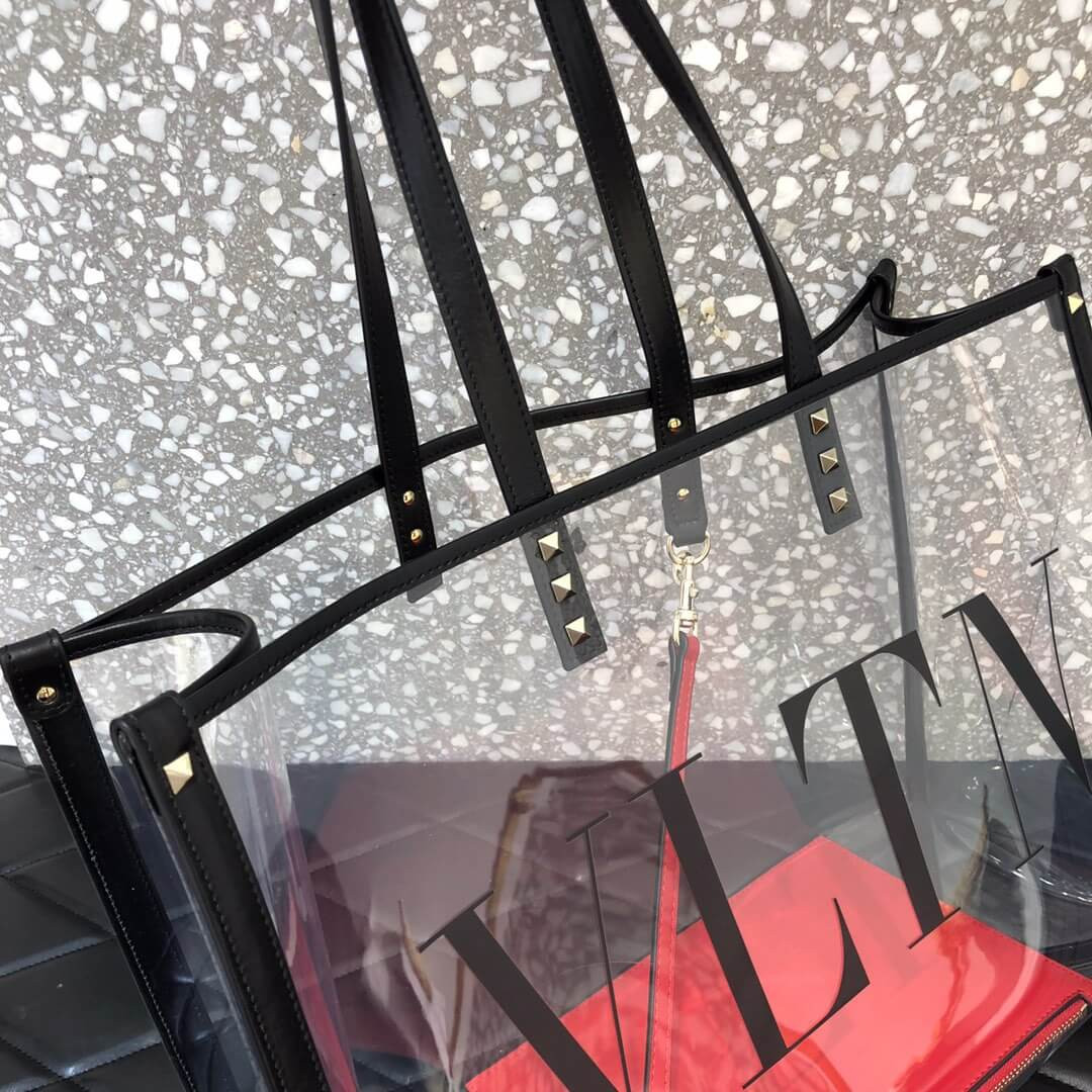 Valentino Garavani Grande Plage Medium PVC & Leather Tote Bag 9008