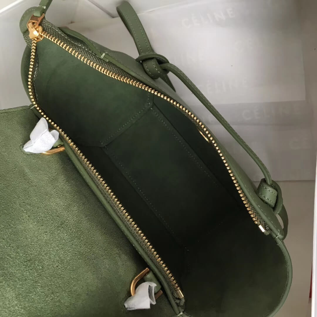 Celine Micro Belt Bag In Grained Calfskin 189153 Green