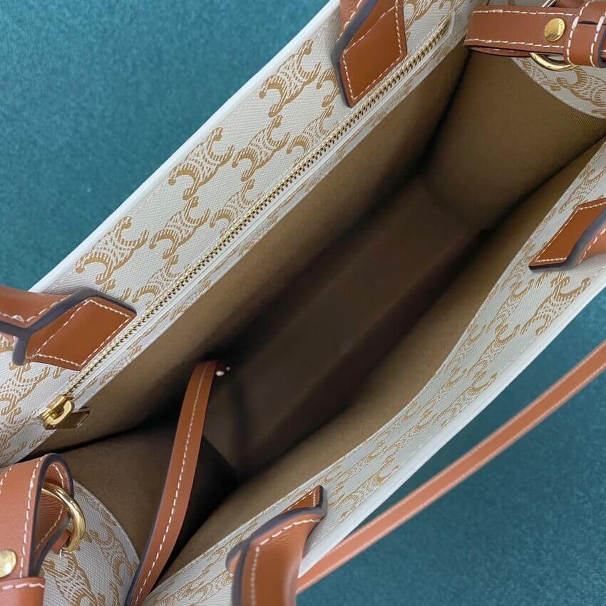 Celine Small Vertical Cabas In Triomphe Canvas 191542 White