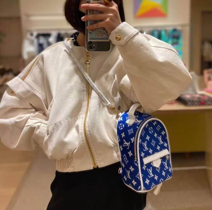 Louis Vuitton Monogram Jacquard Velvet Palm Springs Mini M46207 Blue