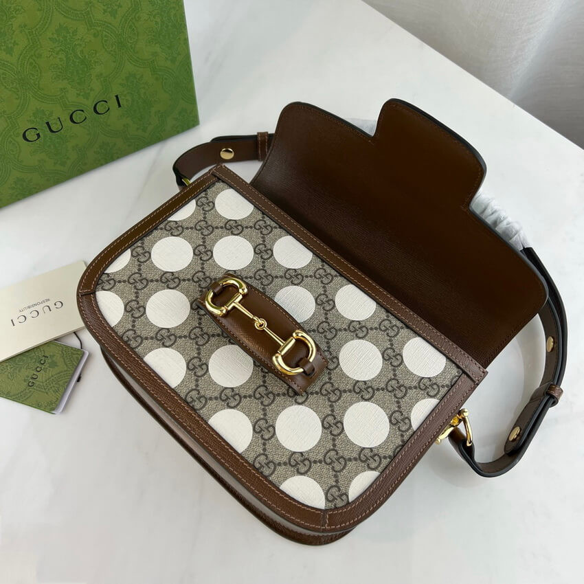 Gucci Horsebit 1955 Shoulder Bag With Geometric Print 602204