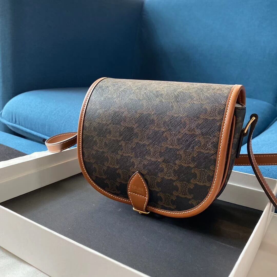 Celine Medium Folco Bag In Triomphe Canvas 191502