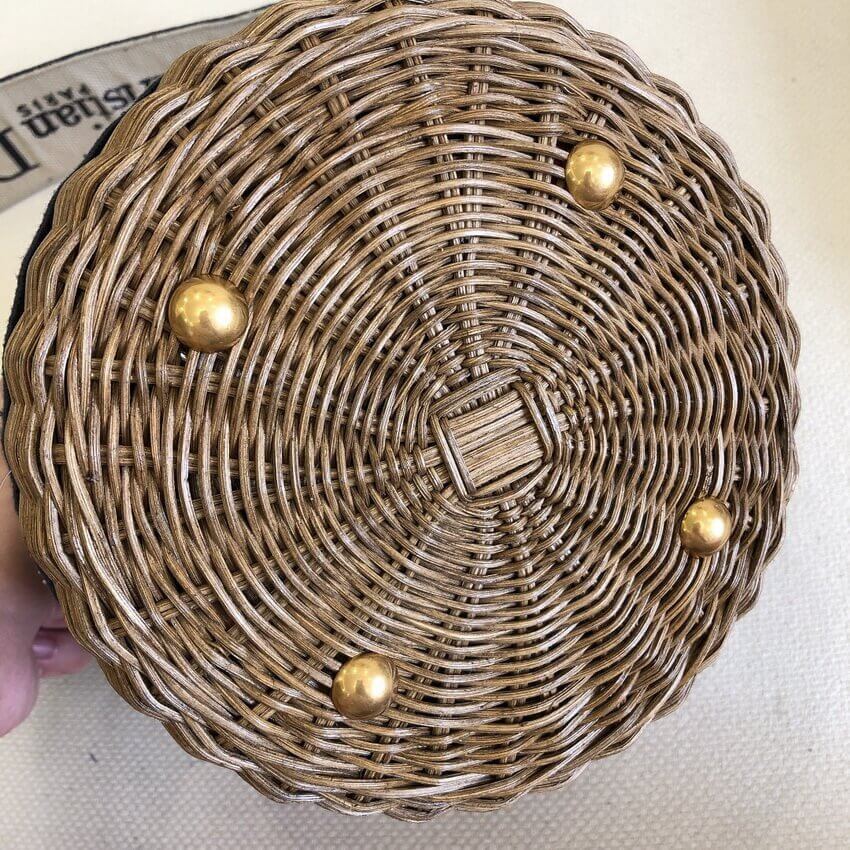 Christian Dior Wicker Basket Shoulder Bag Blue Oblique M7600