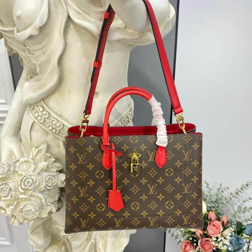 Louis Vuitton Monogram Canvas Flower Tote M43553 Red