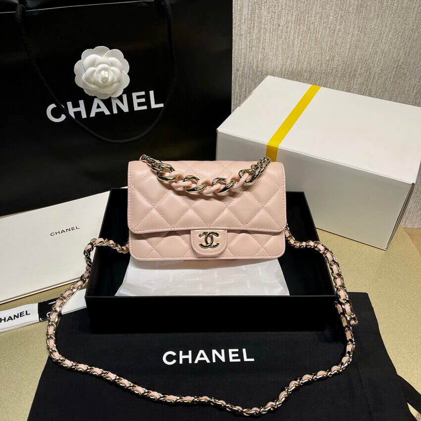 Chanel Lambskin Plexi Quilted Wallet On Chain WOC AP2377
