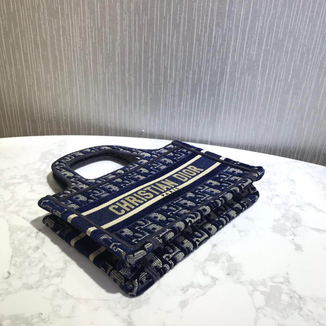 Dior Oblique Embroidered Velvet Mini Book Tote S5475Z