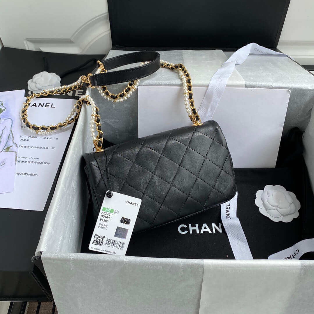 Chanel Crystal Pearls Chain Flap Bag AS2210